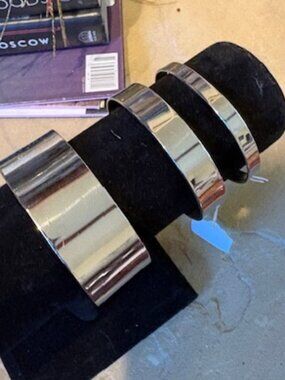 Rare Bronzo Italia Bronze Polished Silver Bold Milor Italy Cuff Bracelet